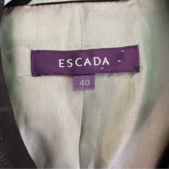 ESCADA “New Wool” Blend 2 Button Pinstripe Blazer With Shoulder Pads Size 40 - Picture 5 of 9